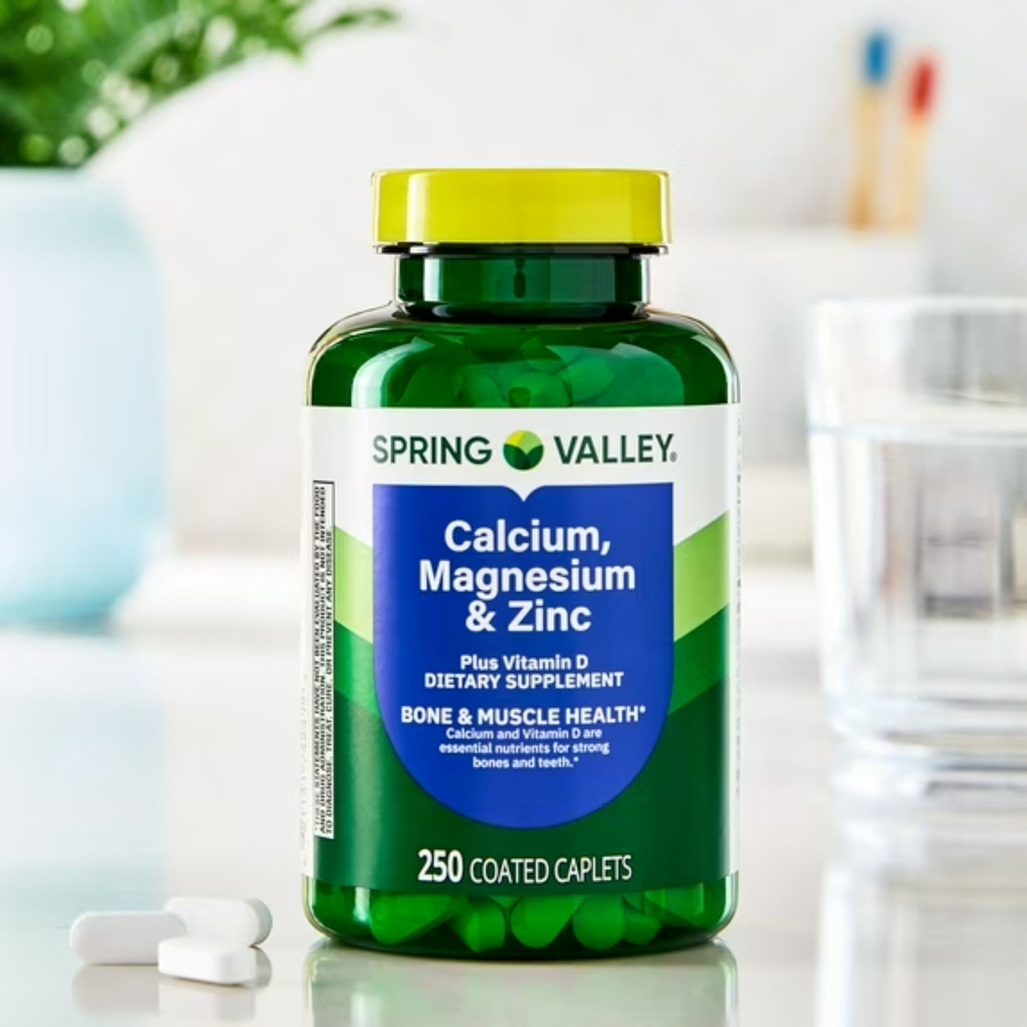 Calcio Magnésio Zinco e Vitamina D3 com 250 Capsulas Revestidas - Spring Valley