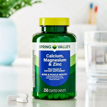 Calcio Magnésio Zinco e Vitamina D3 com 250 Capsulas Revestidas - Spring Valley