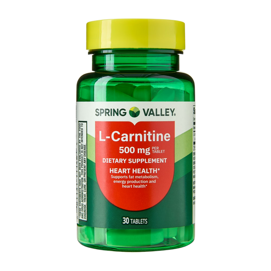 Carnitina 500 mg, 30 cápsulas - Spring Valley