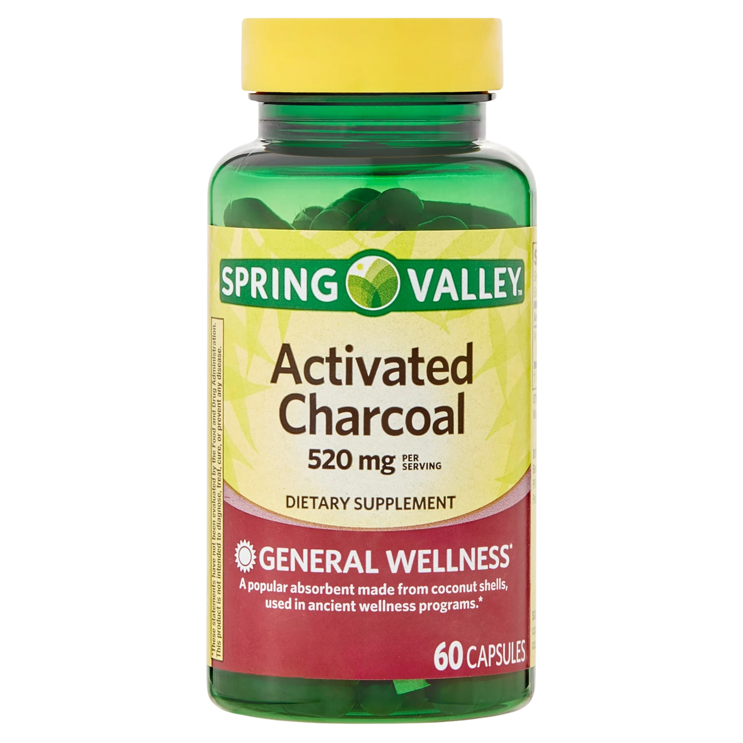 Carvão Ativado 520mg 60 Cápsulas - Spring Valley