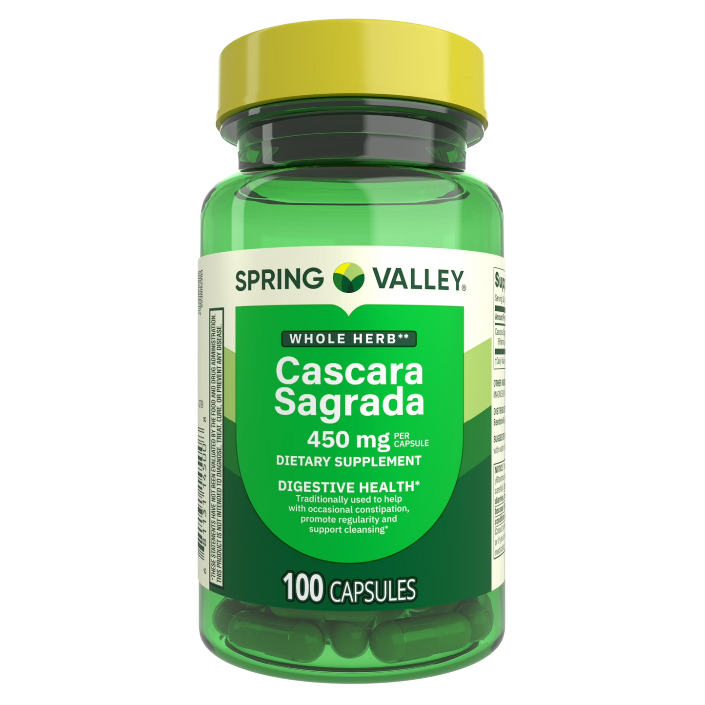 Cascara Sagrada 450 mg, 100 cápsulas - Spring Valley