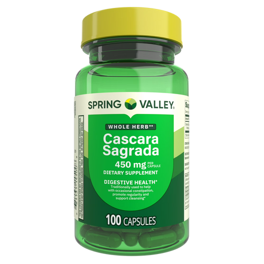 Cascara Sagrada 450 mg, 100 cápsulas - Spring Valley