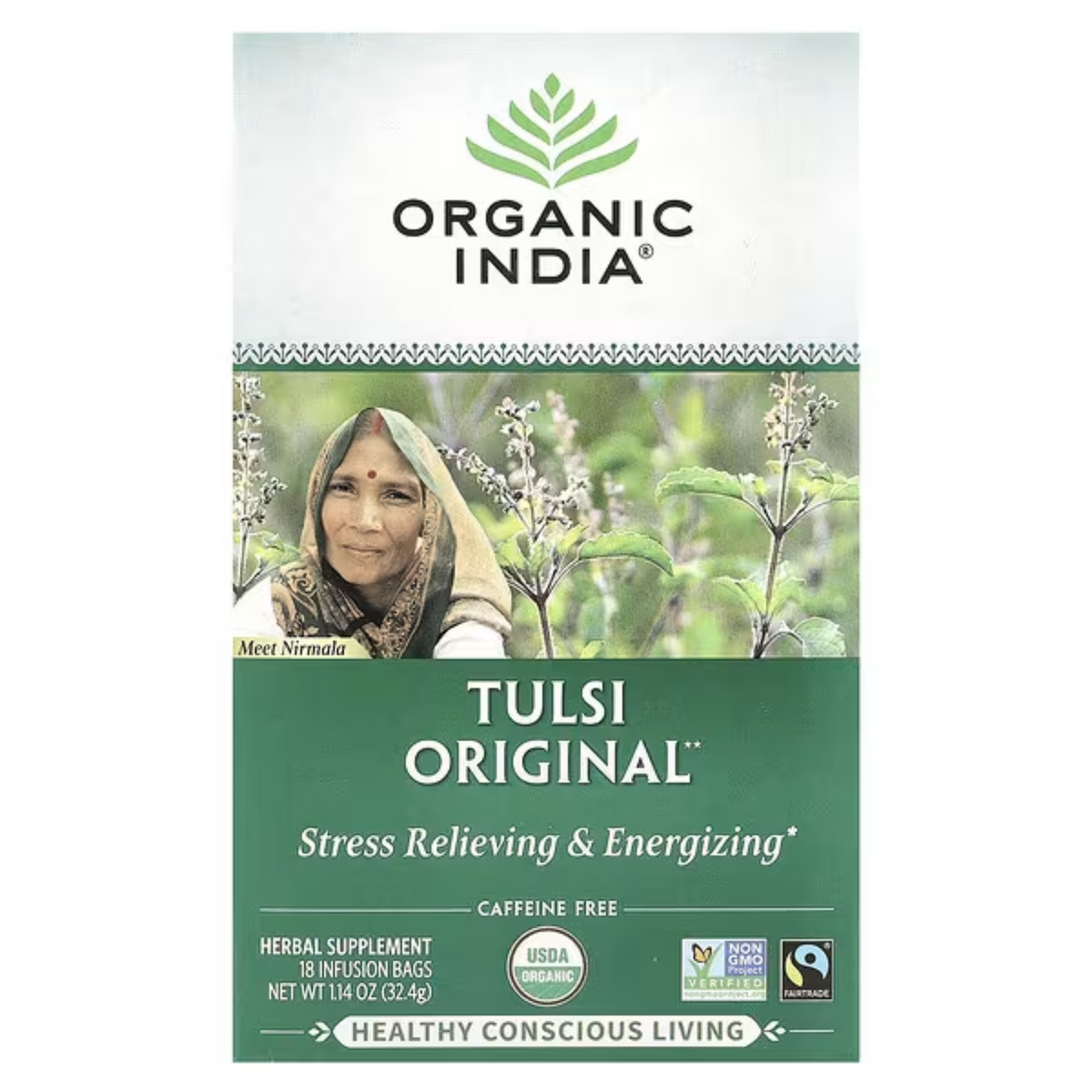 Chá Tulsi Original S/ Cafeína 18 Sacos de Infusão, 32,4 g - Organic India