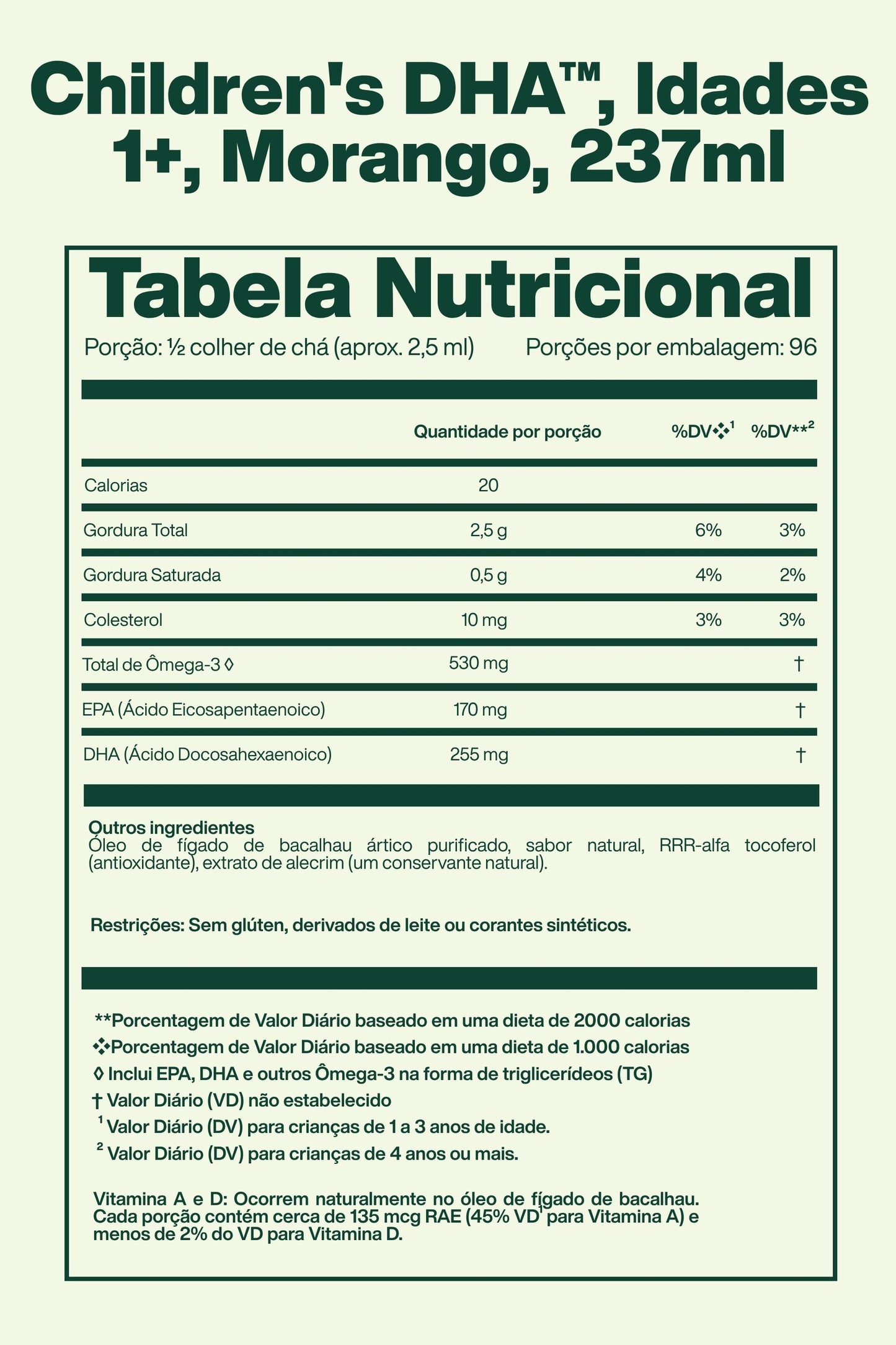 Children's DHA™, Idades 1+, Morango, 237ml - Nordic Naturals