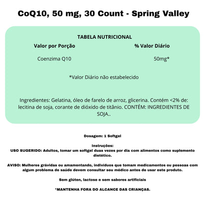CoQ10, 50 mg, 30 Count - Spring Valley