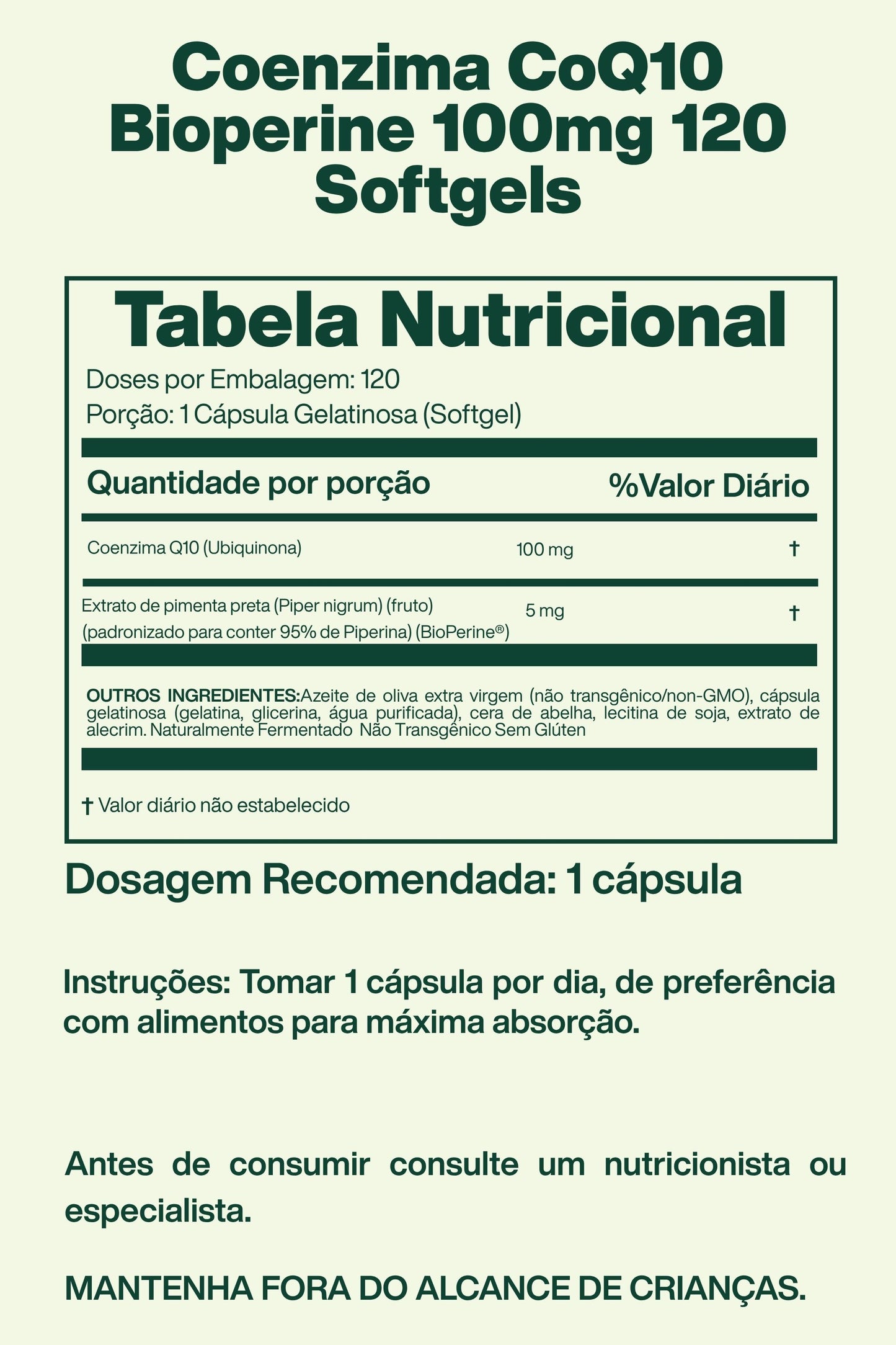 Coenzima CoQ10  Bioperine 100mg 120 Softgels - Doctor`s Best