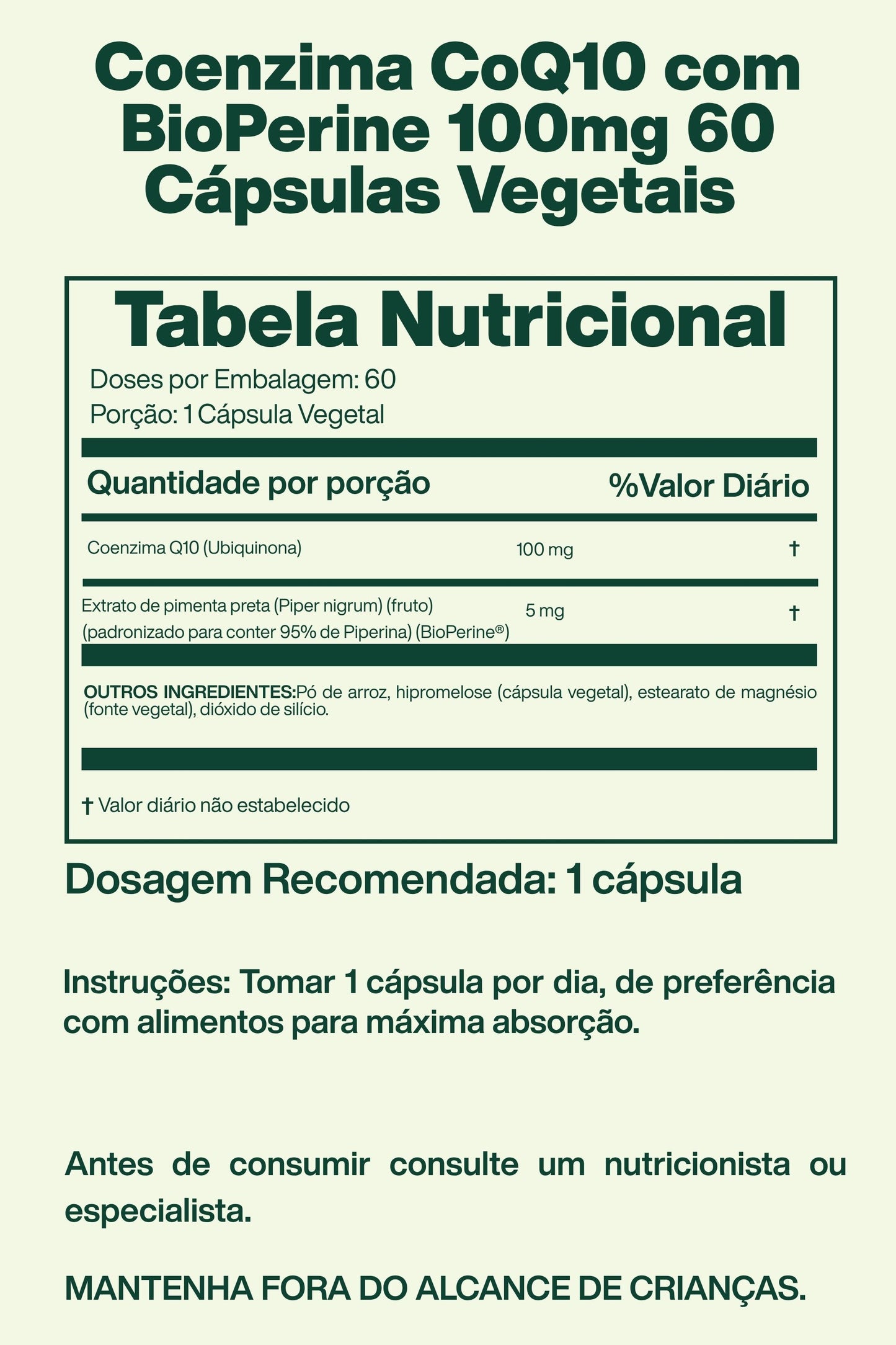 Coenzima CoQ10 com BioPerine 100mg com 60 Cápsulas Vegetais - Doctor's Best