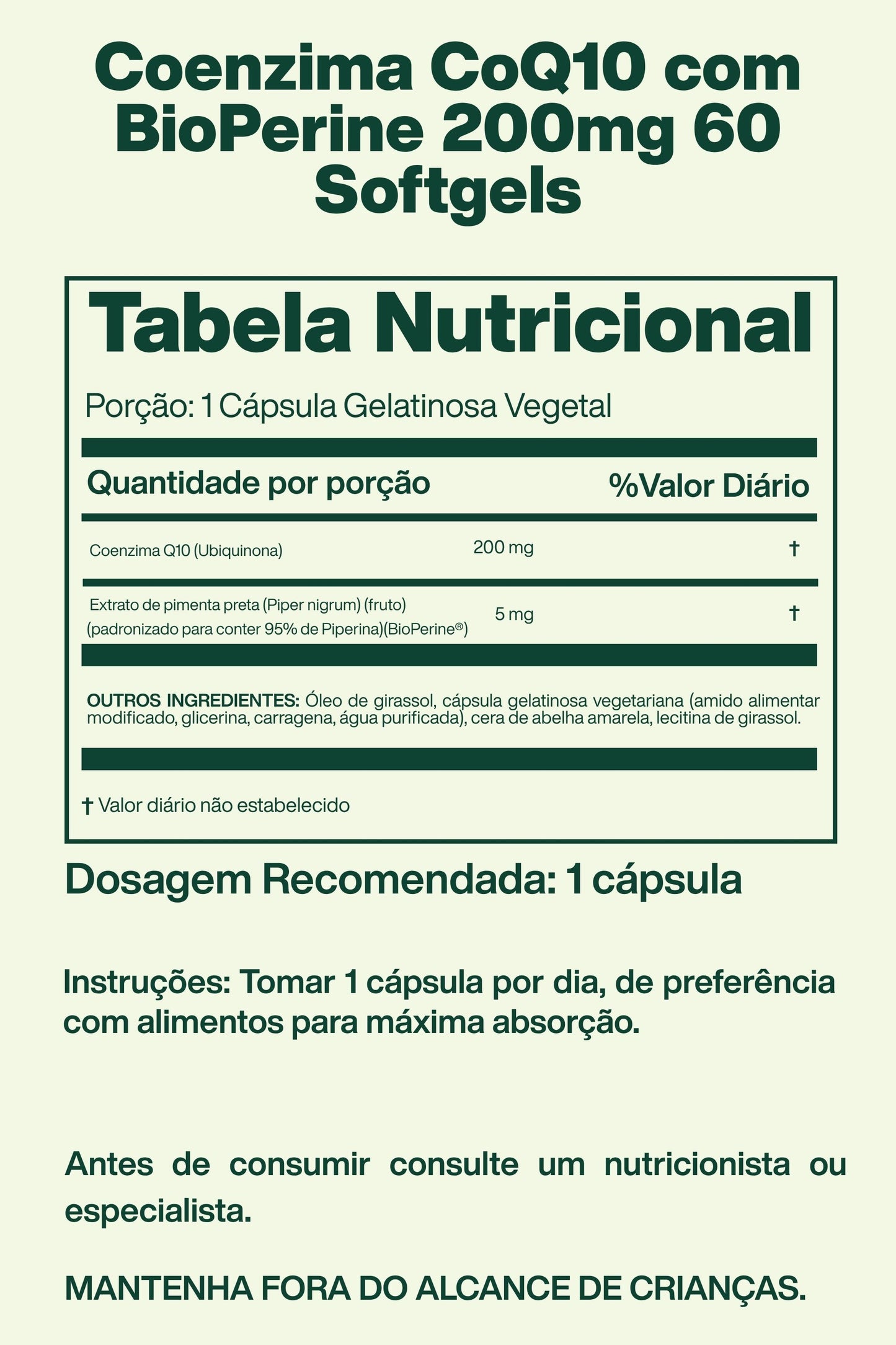 Coenzima CoQ10 com BioPerine 200mg 60 Softgel - Doctor's Best