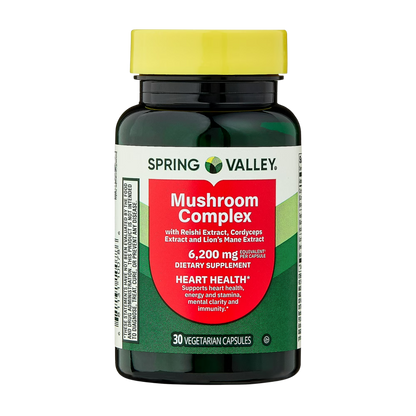 Complexo de Cogumelos (Reishi, Cordyceps e Juba de Leão) 6200 mg, 30 cápsulas veganas - Spring Valley