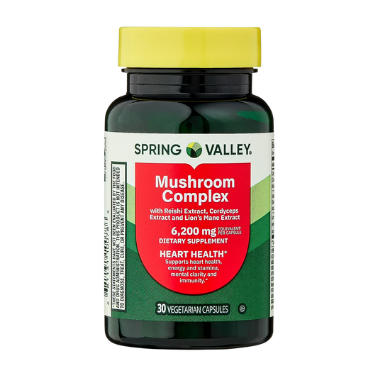 Complexo de Cogumelos (Reishi, Cordyceps e Juba de Leão) 6200 mg, 30 cápsulas veganas - Spring Valley