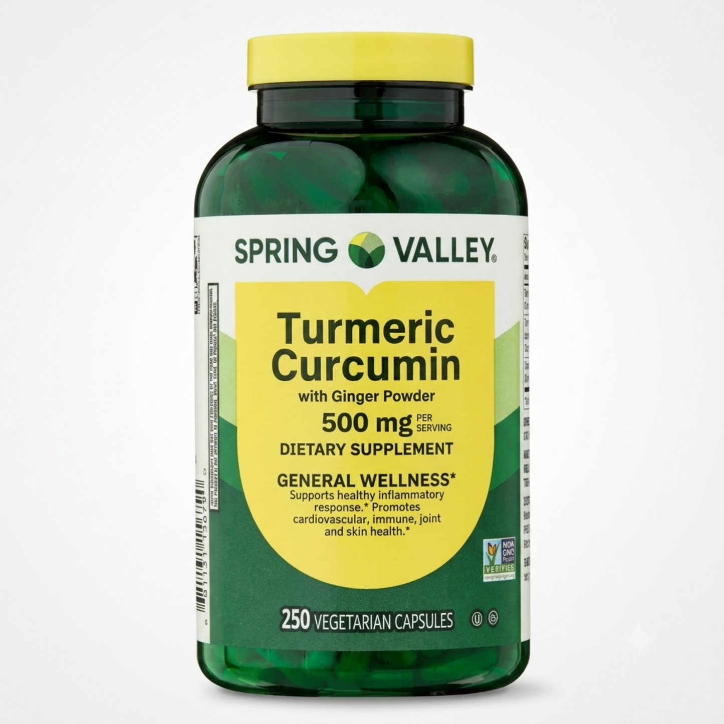 Curcumina Turmeric com Pó de Gengibre 500 mg 250 Cápsula - Spring Valley