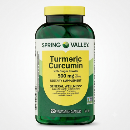 Curcumina Turmeric com Pó de Gengibre 500 mg 250 Cápsula - Spring Valley