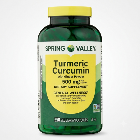 Curcumina Turmeric com Pó de Gengibre 500 mg 250 Cápsula - Spring Valley