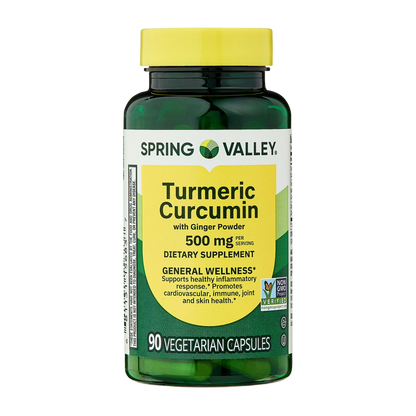 Curcumina Turmeric com Pó de Gengibre 500 mg 90 Cápsula - Spring Valley