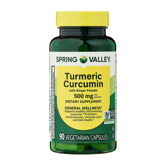 Curcumina Turmeric com Pó de Gengibre 500 mg 90 Cápsula - Spring Valley
