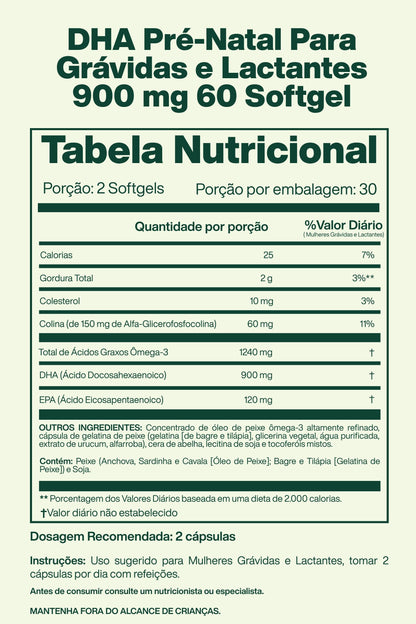 DHA Pré-Natal Para Grávidas e Lactantes 900 mg 60 Softgel - California Gold Nutrition