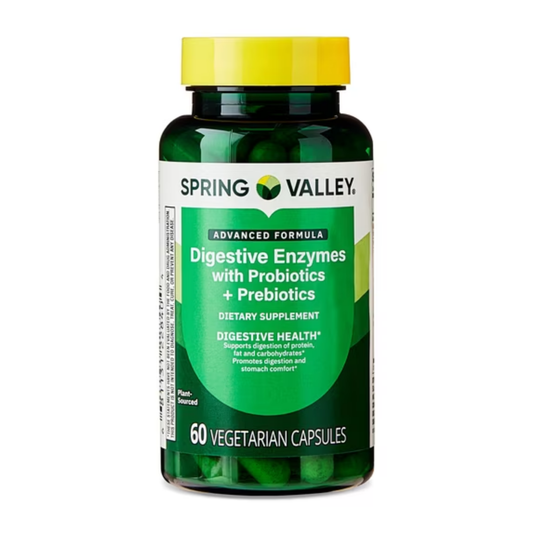 Enzimas Digestivas com Probióticos e Prebióticos 60 Cápsulas Vegetais - Spring Valley