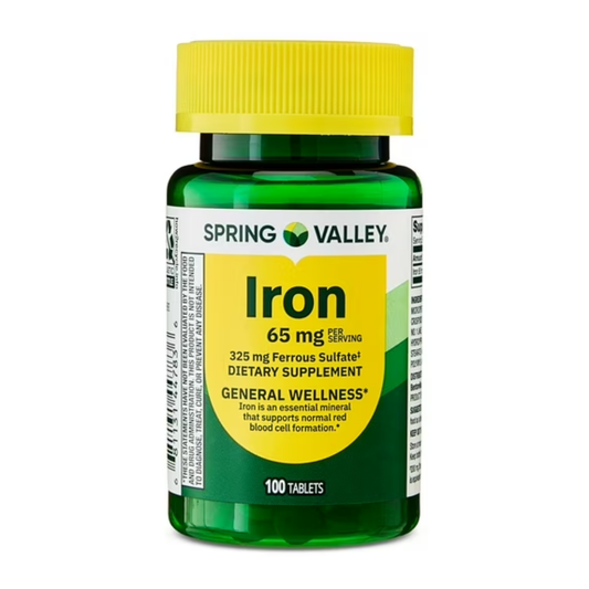 Ferro 65mg com 100 Tabletes - Spring Valley