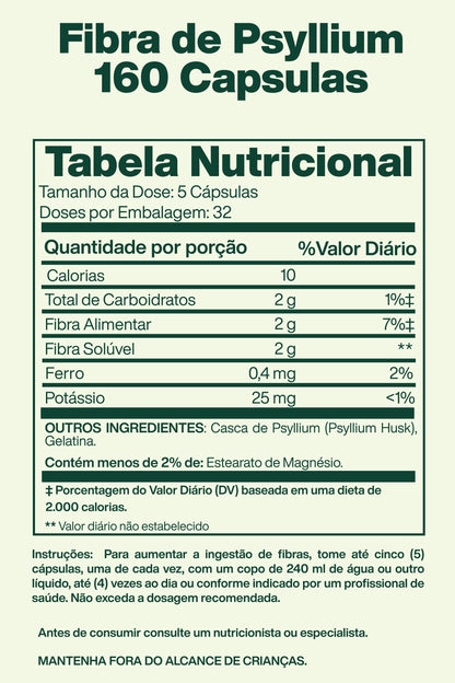Fibra de Psyllium 160 Capsulas - 21 Century