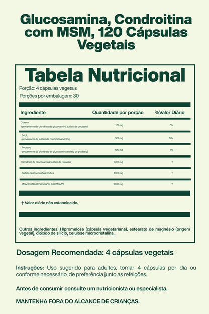 Glucosamina Condroitina MSM 120 Capsulas Vegetais - Doctor's Best