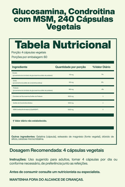Glucosamina Condroitina MSM com 240 Cápsulas Vegetais - Doctor's Best