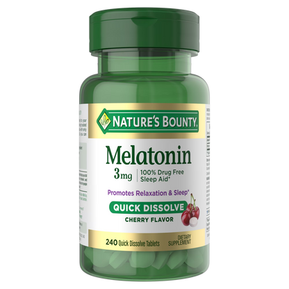 Melatonina 3mg com 240 Tabletes de Rápida Absorção Sabor Cereja - Nature's Bounty