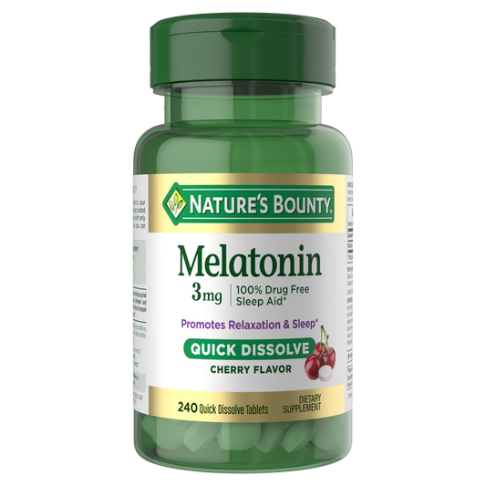 Melatonina 3mg com 240 Tabletes de Rápida Absorção Sabor Cereja - Nature's Bounty