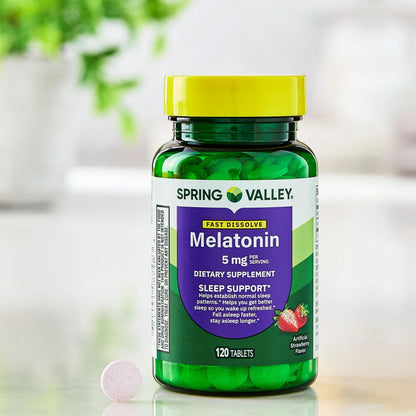 Melatonina 5mg com 120 Tabletes Sabor Morango - Spring Valley