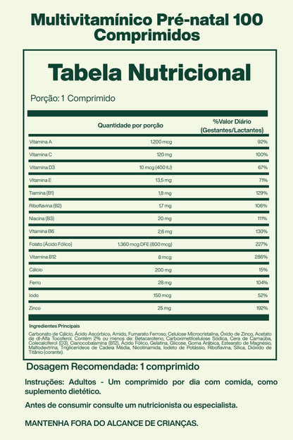Multivitamínico Pré-natal com 100 Tabletes - Spring Valley