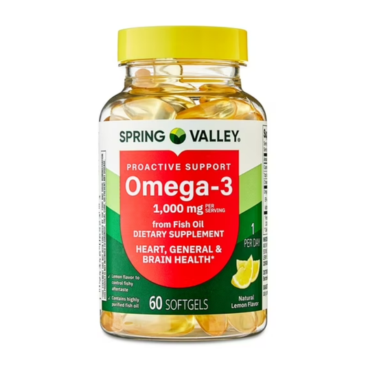 Óleo De Peixe Omega 3 1000 Mg 60 Softgels Sabor Limão - Spring Valley