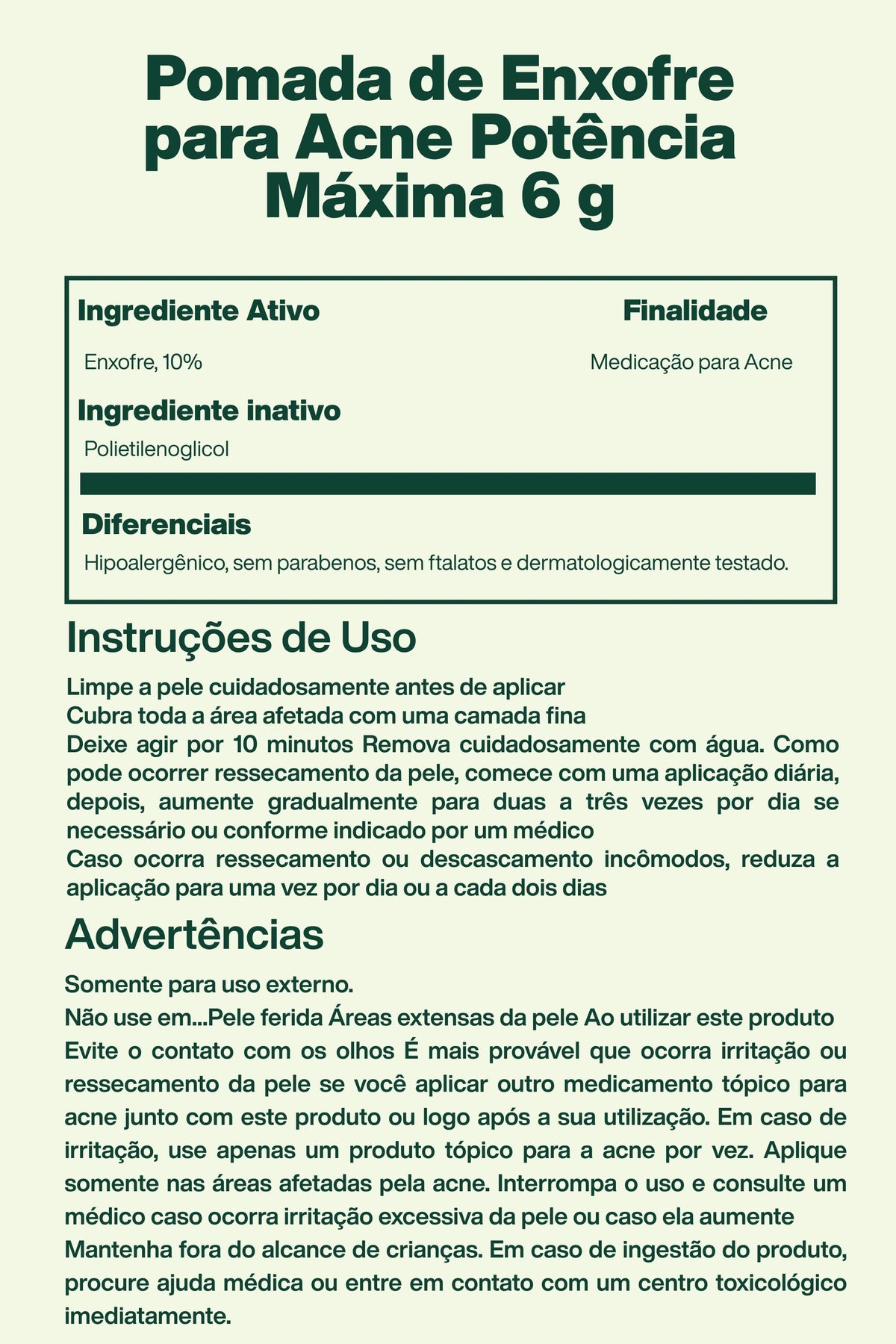 Pomada de Enxofre para Acne Potência Máxima 6 g - De la Cruz