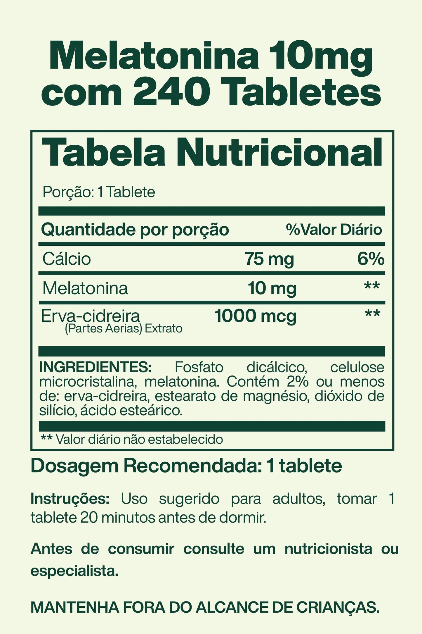 Melatonina 10mg com 240 Tabletes Vegetarianos - Spring Valley