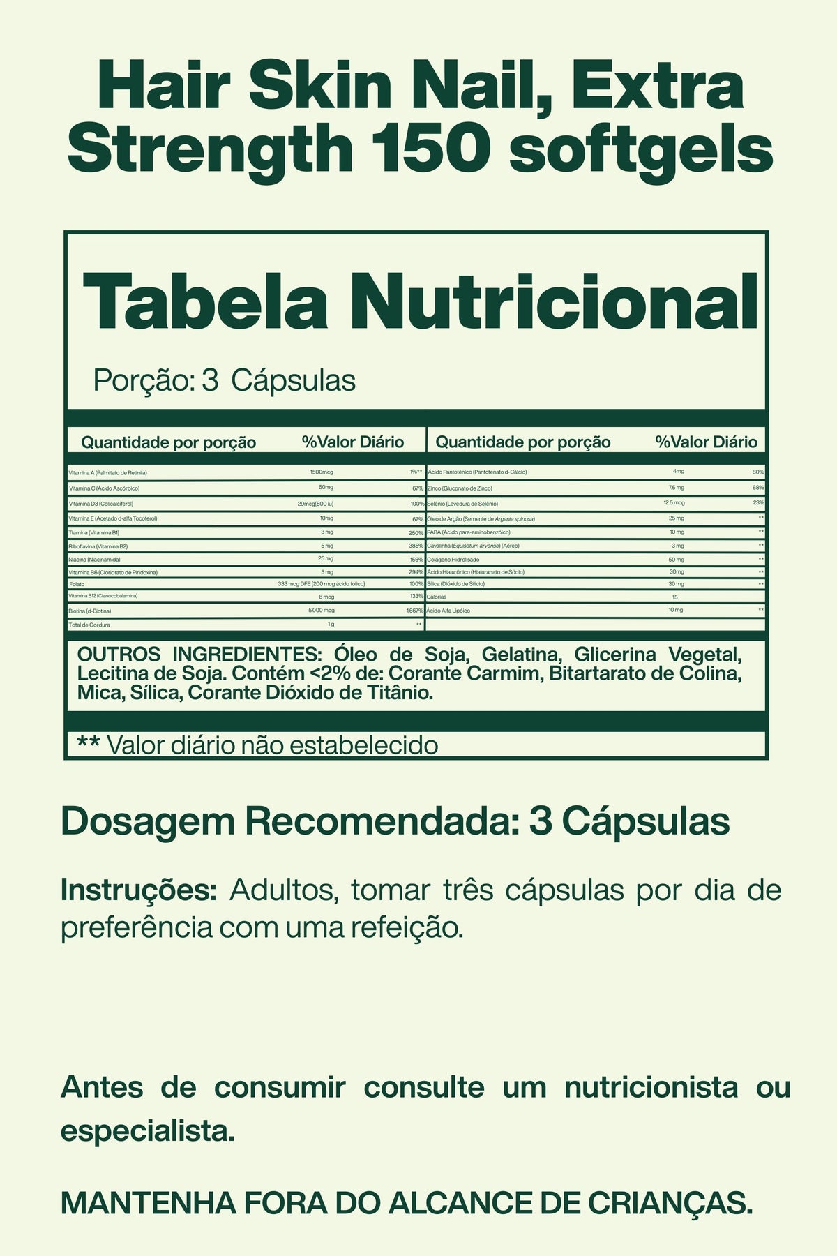 Hair Skin And Nails 150 Softgels Sem Sabor - Nature's Bounty