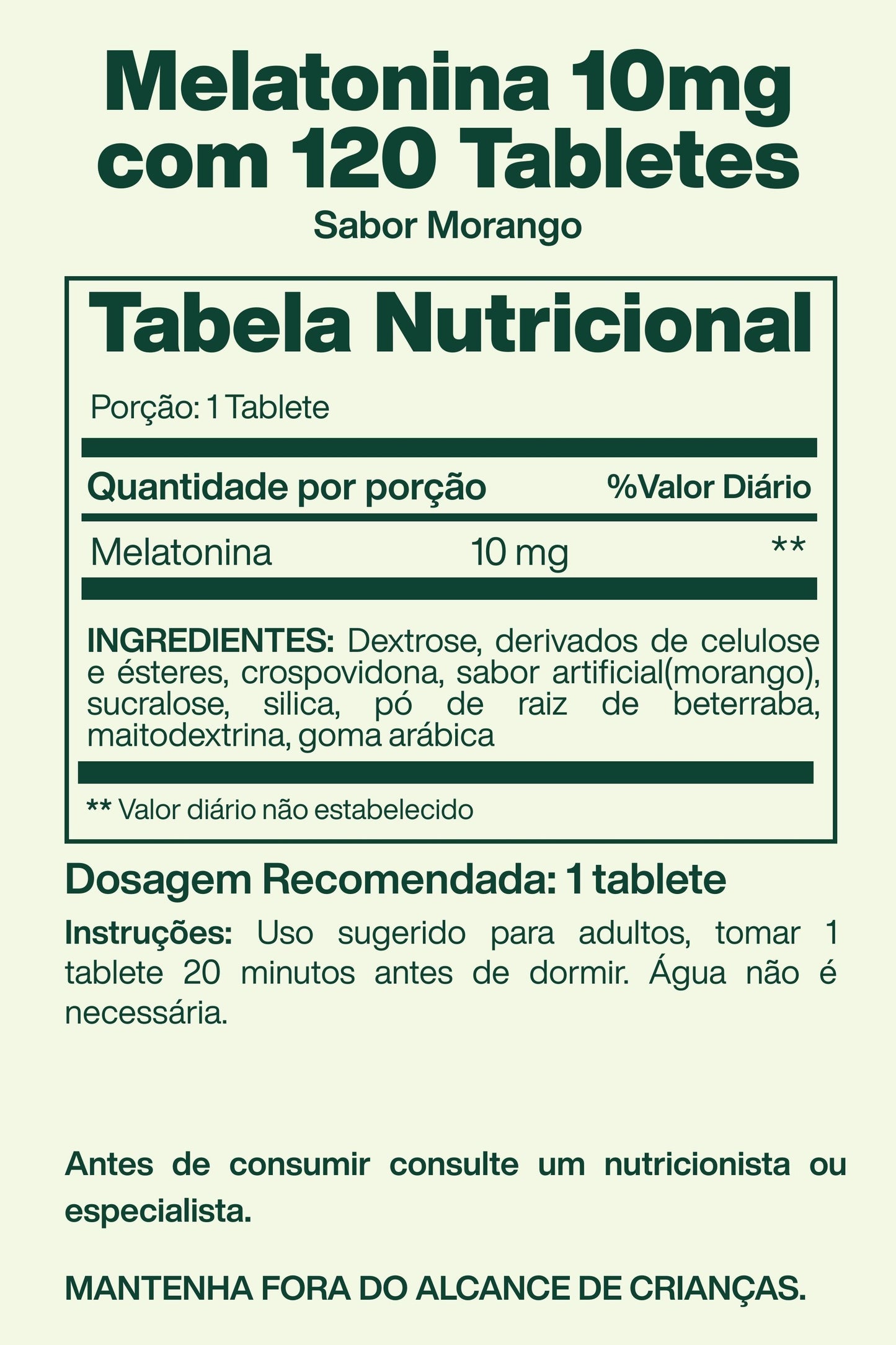 Melatonina 10mg com 120 Tabletes Sabor Morango - Spring Valley
