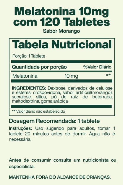 Melatonina 10mg com 120 Tabletes Sabor Morango - Spring Valley
