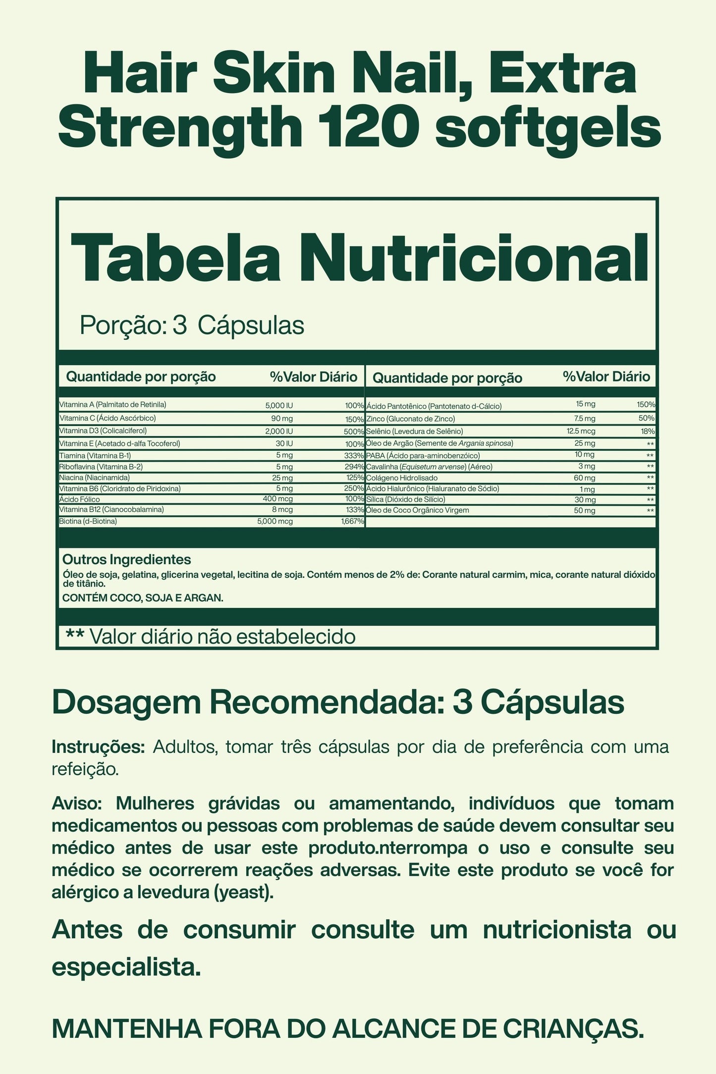 Hair Skin Nail com 120 Softgels - Spring Valley