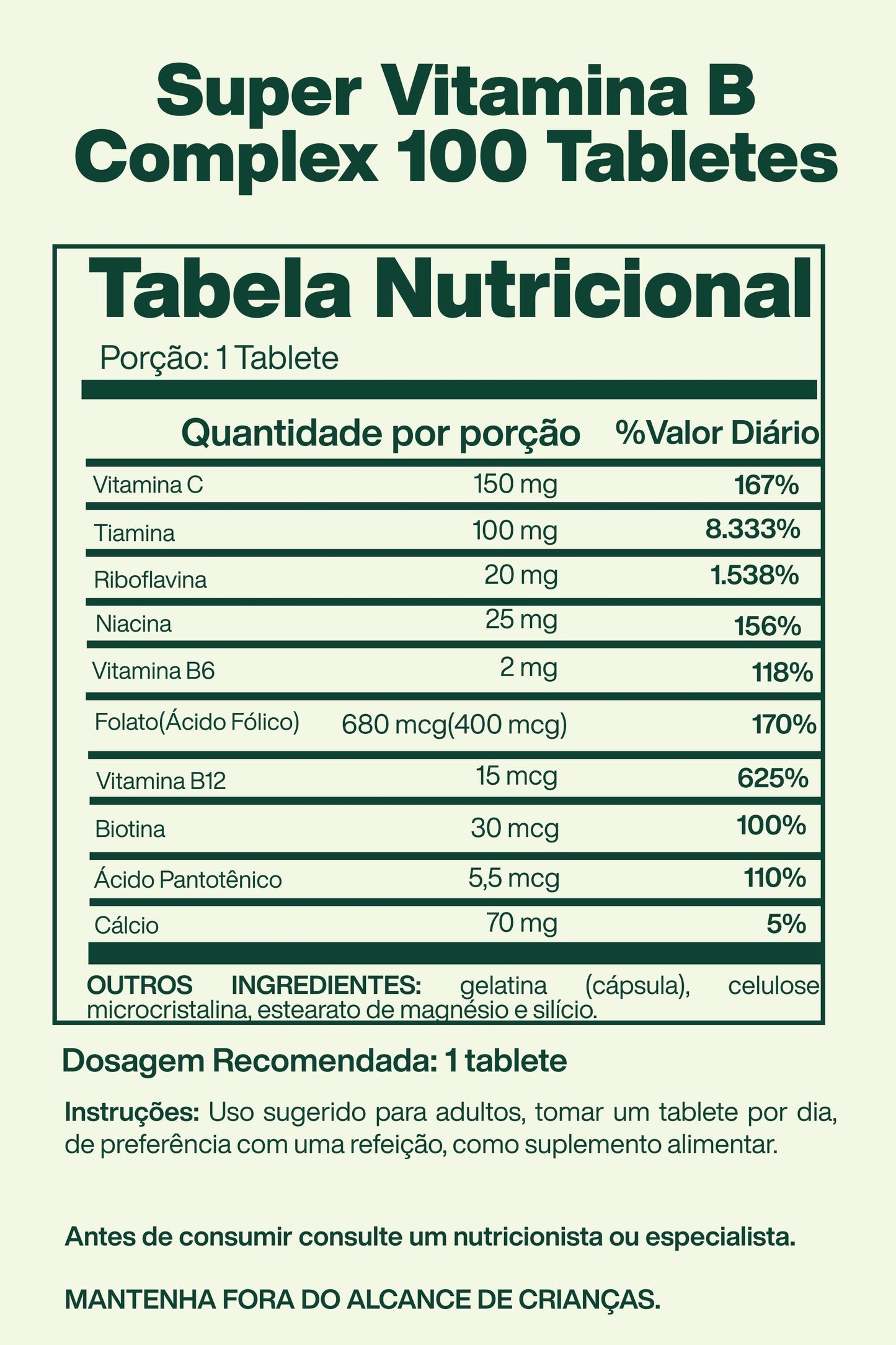 Super Vitamina B Complex 100 Tabletes - Spring Valley