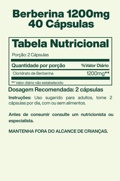 Berberina 1200mg 40 Cápsulas - Spring Valley