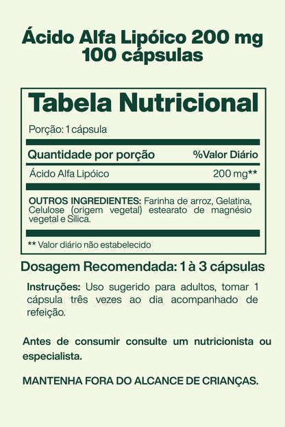 Ácido Alfa Lipóico 200 mg , 100 cápsulas - Spring Valley