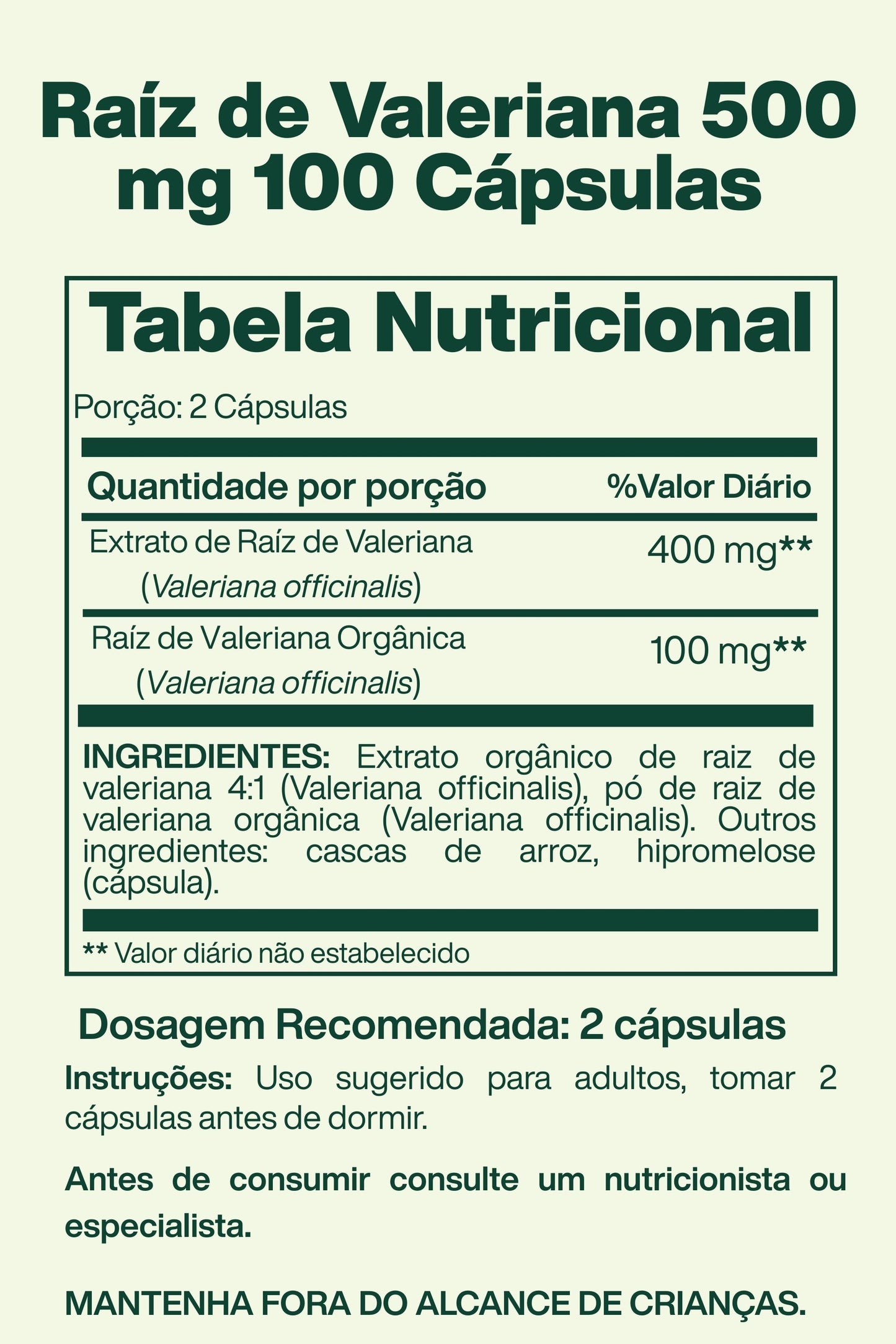 Raíz de Valeriana 500 mg 100 Cápsulas - Spring Valley