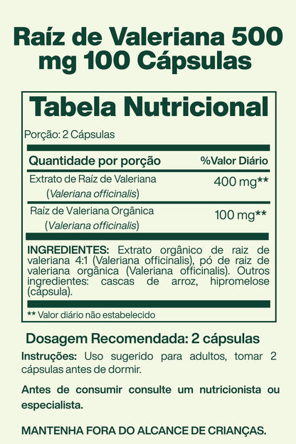 Raíz de Valeriana 500 mg 100 Cápsulas - Spring Valley