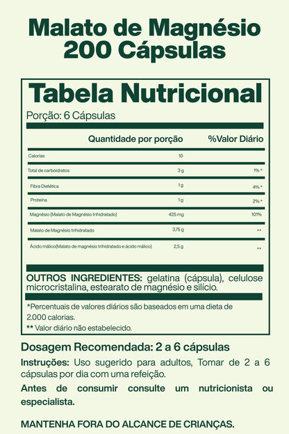 Malato de Magnésio 200 Cápsulas - Source Naturals