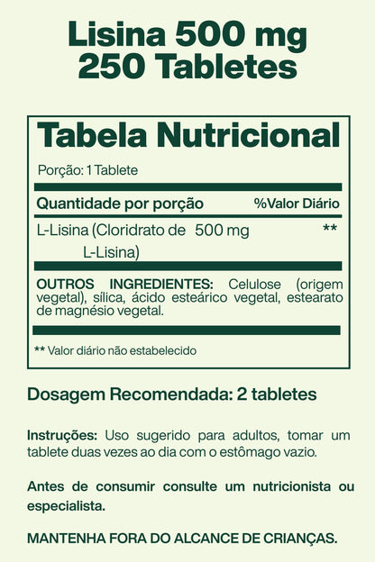 Lisina 500 mg 250 Tabletes - Spring Valley