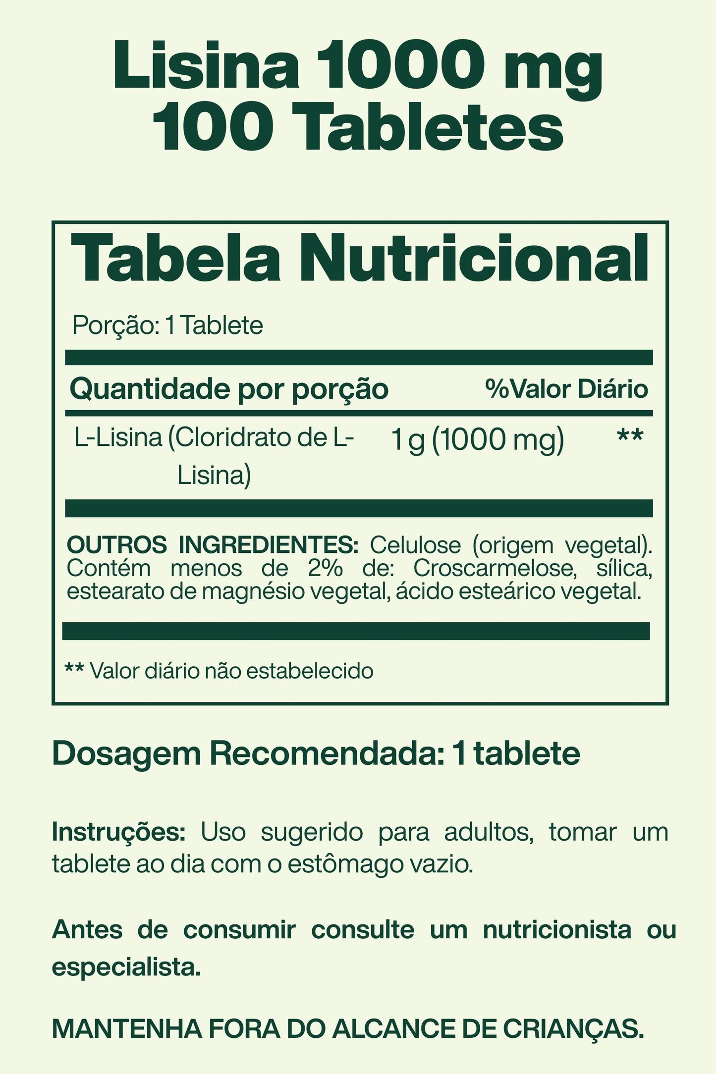 Lisina 1000 mg 100 Tabletes - Spring Valley