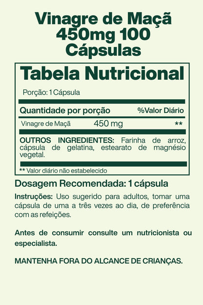 Vinagre de Maçã 450mg 100 Cápsulas - Spring Valley