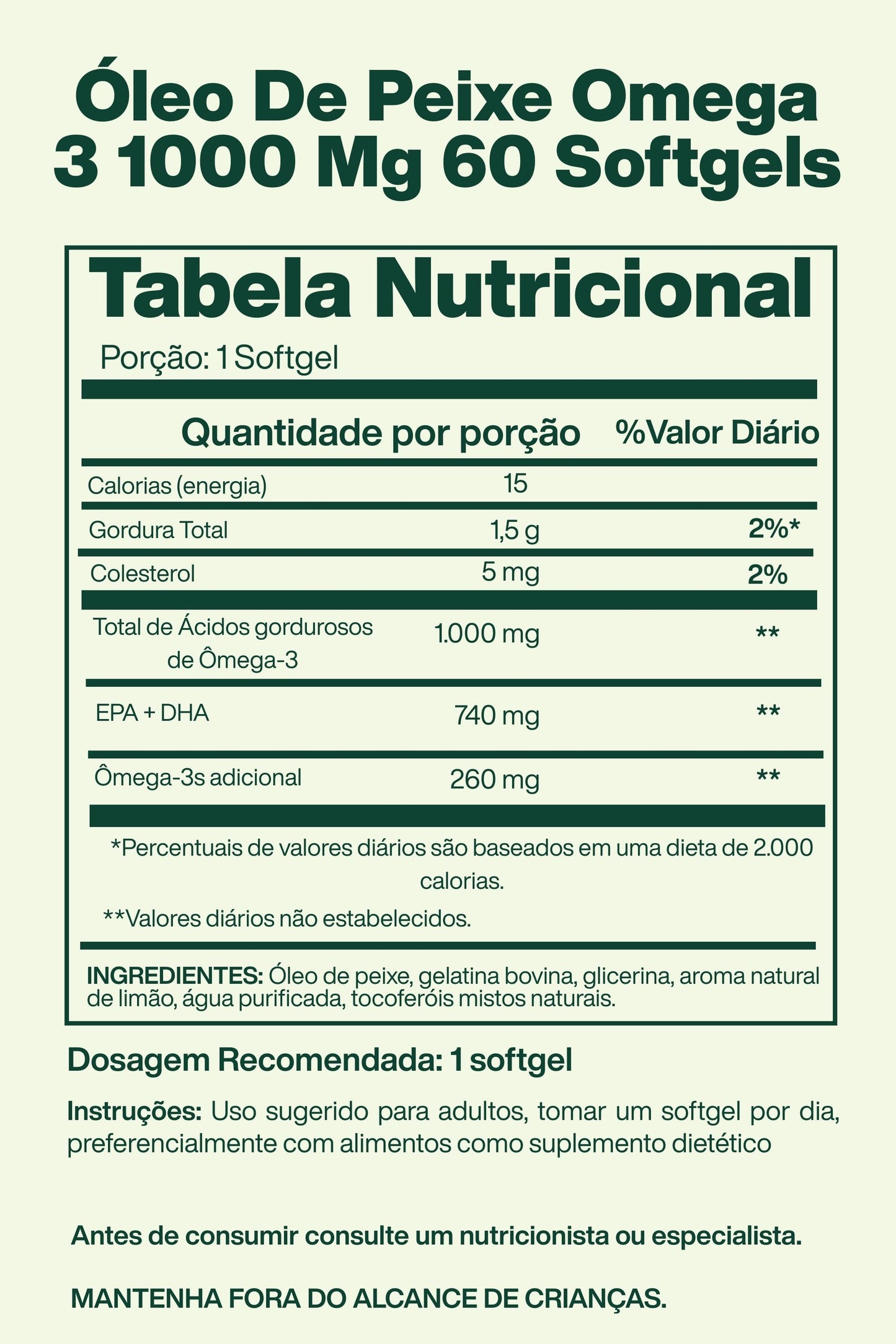 Óleo De Peixe Omega 3 1000 Mg 60 Softgels Sabor Limão - Spring Valley