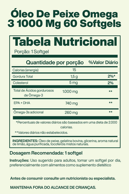 Óleo De Peixe Omega 3 1000 Mg 60 Softgels Sabor Limão - Spring Valley