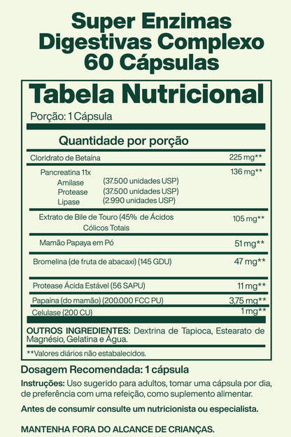 Super Enzimas Digestivas Complexo 60 Cápsulas - Spring Valley