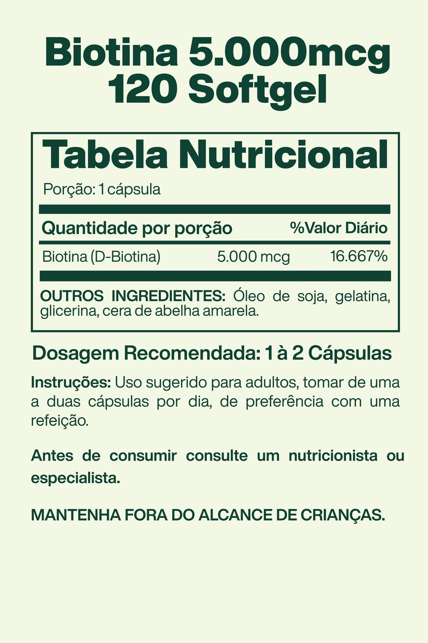Biotina 5.000mcg 120 Softgel - Spring Valley
