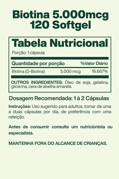 Biotina 5.000mcg 120 Softgel - Spring Valley